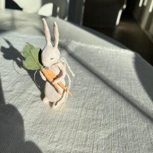Easter or spring spun cotton bunny with carrots.